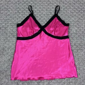 EK Designs Top Womens Medium Cami Tank Satin Lace Sexy Feminine Pink